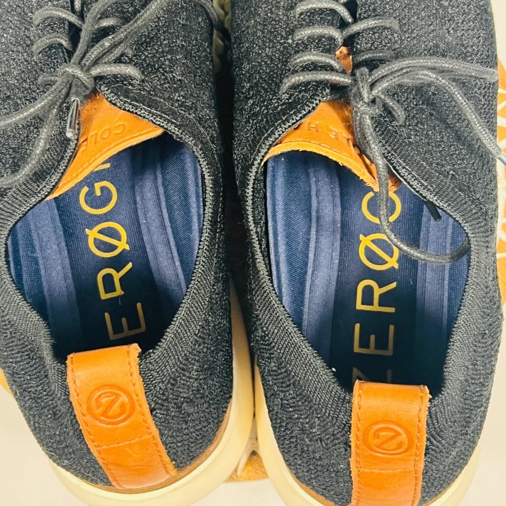 Cole Haan Zerogrand Stitchlite Oxford Mens 10.5 Black Knit Wingtip Shoes C27568‎